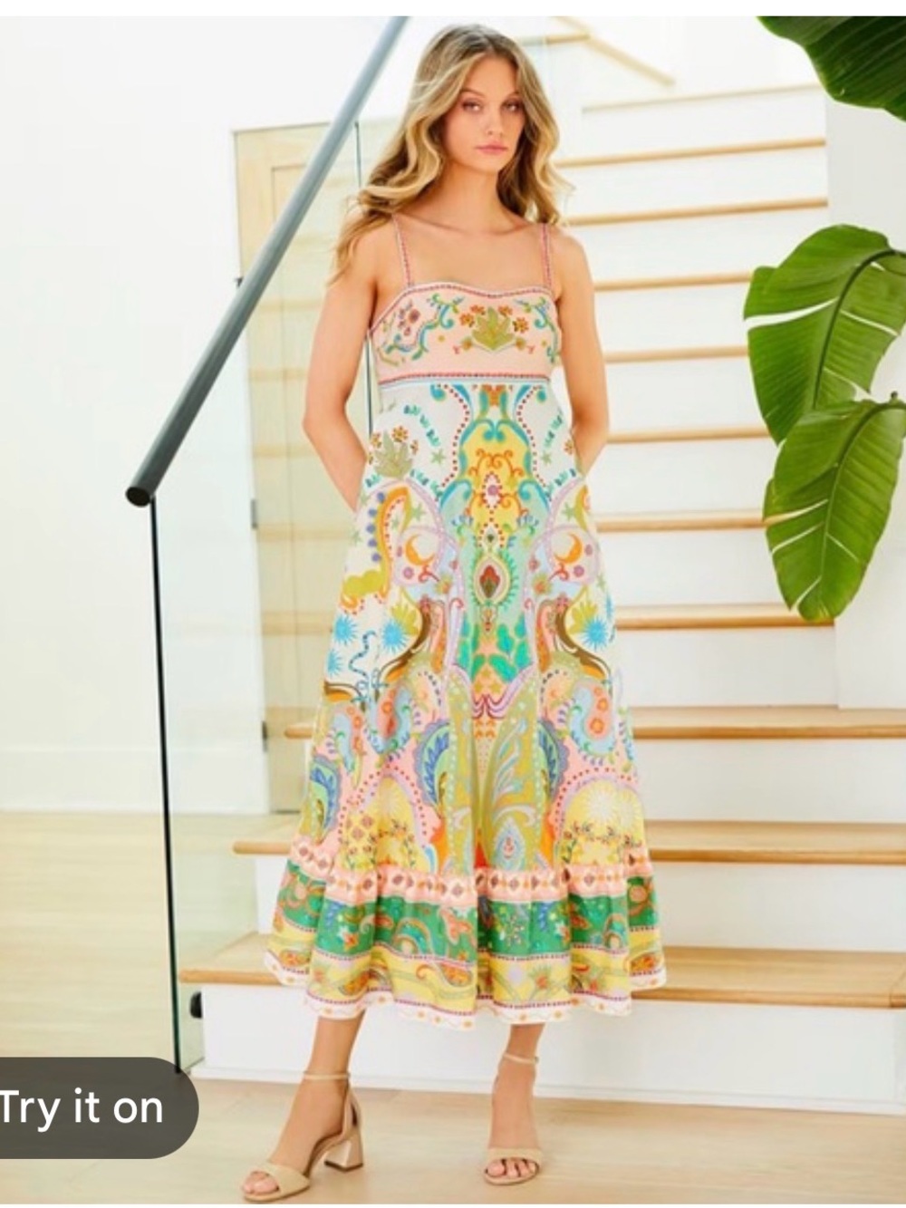 Antonio Melani Colorful Paisley Maxi Slip Dress, XS NWT
